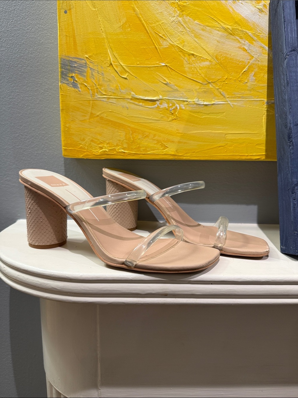 Dolce Vita Nude Clear-Strap Block Heel Sandals